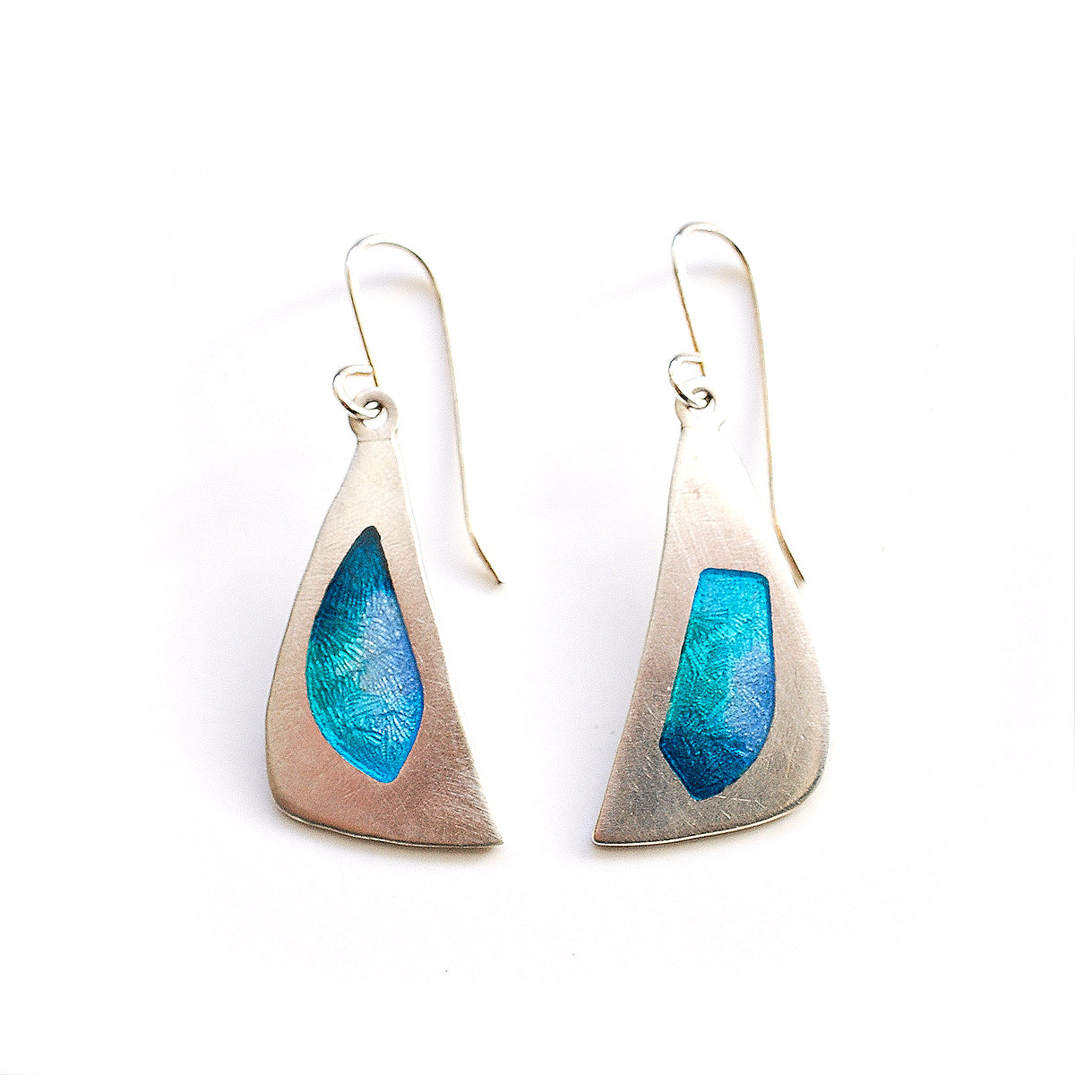 Modernist Blue and Turquoise Enamel Earrings