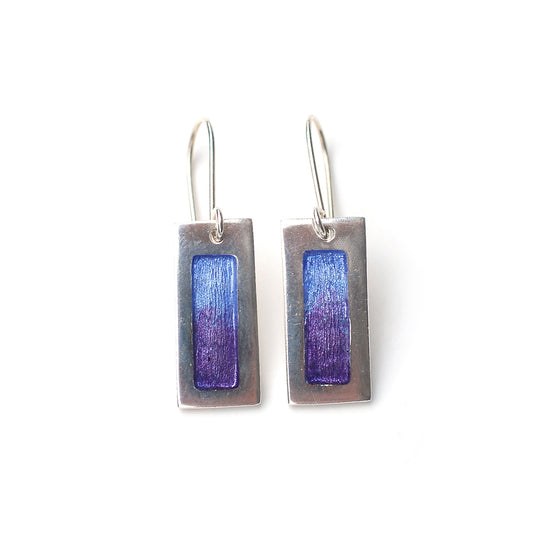 Ombre Lavender to Purple Silver and Enamel Earrings